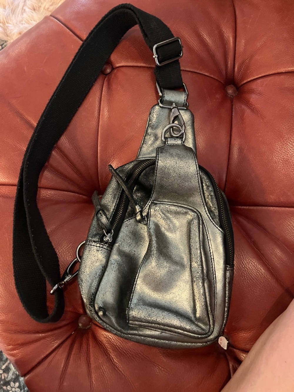 Free PeopleMetallic Black Sling Crossbody Bag